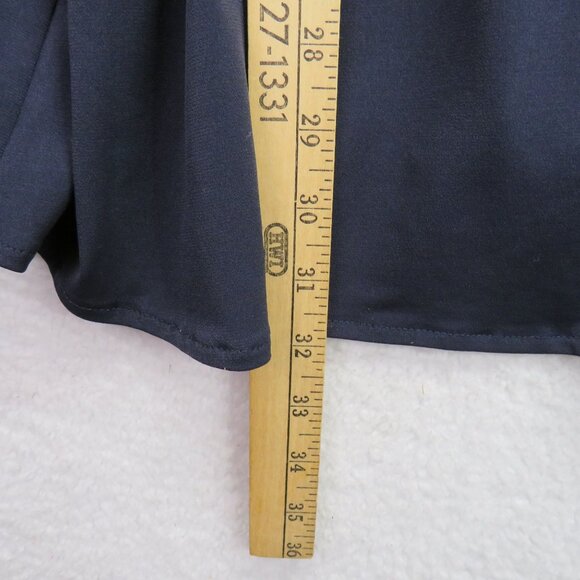 Lane Bryant Blouse Womens Size 22 Navy Blue Wrap Top Tie Waist Keyhole Back - Picture 6 of 10